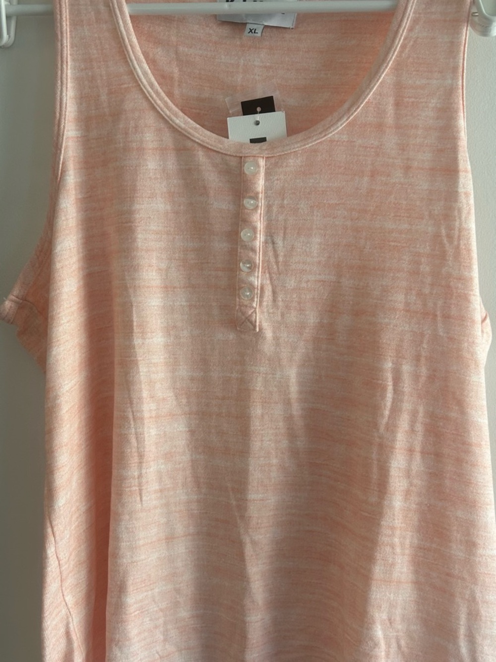 Soft Peach Sleeveless Henley Tank Top